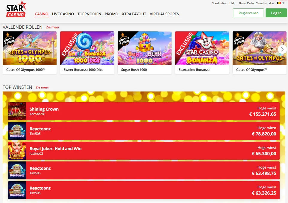 Starcasino BE-interface