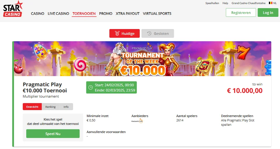 Toernooien bij Star Casino België